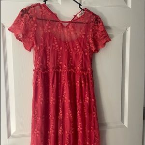 Women’s pink/floral midi dress, size small